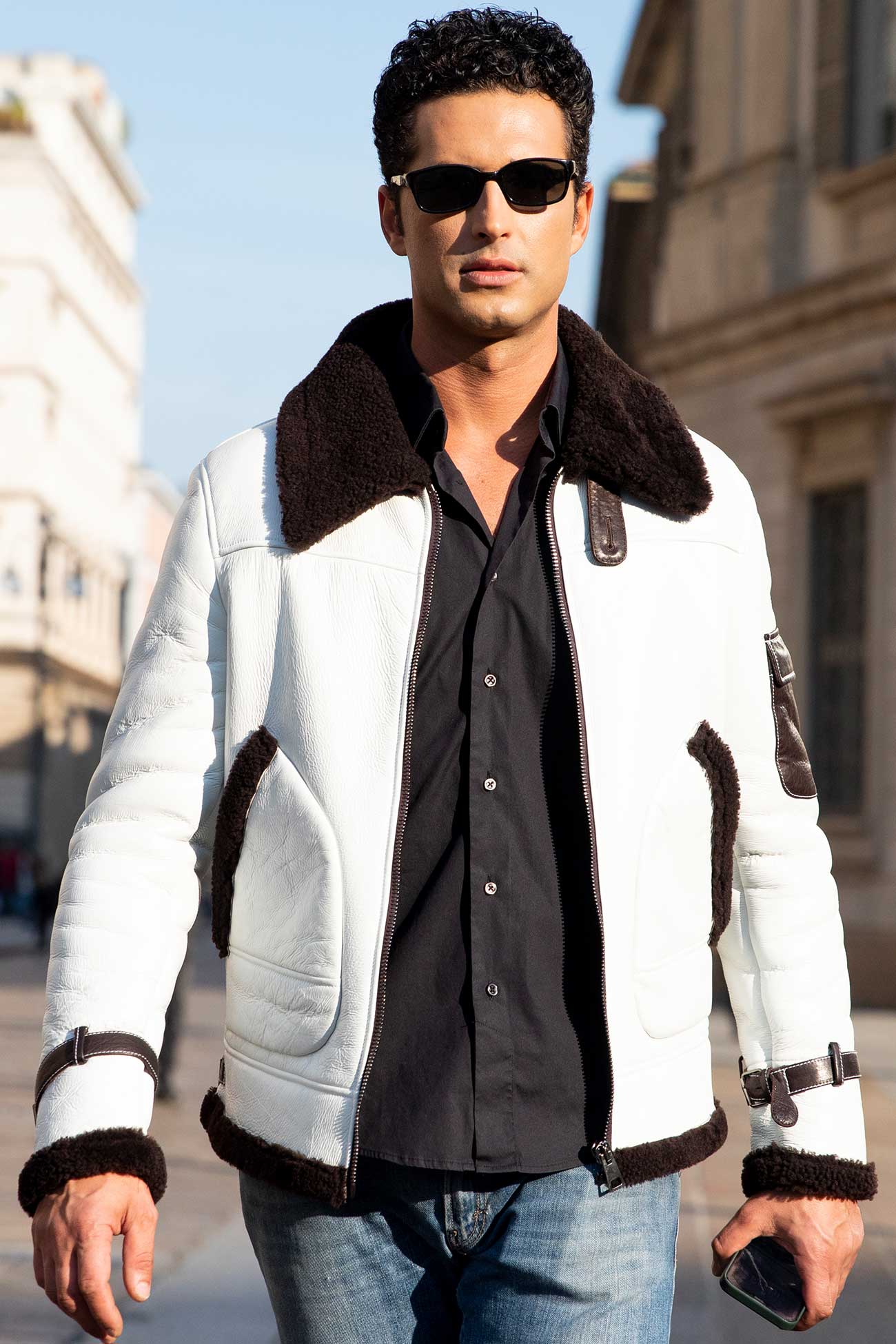 White shearling jacket