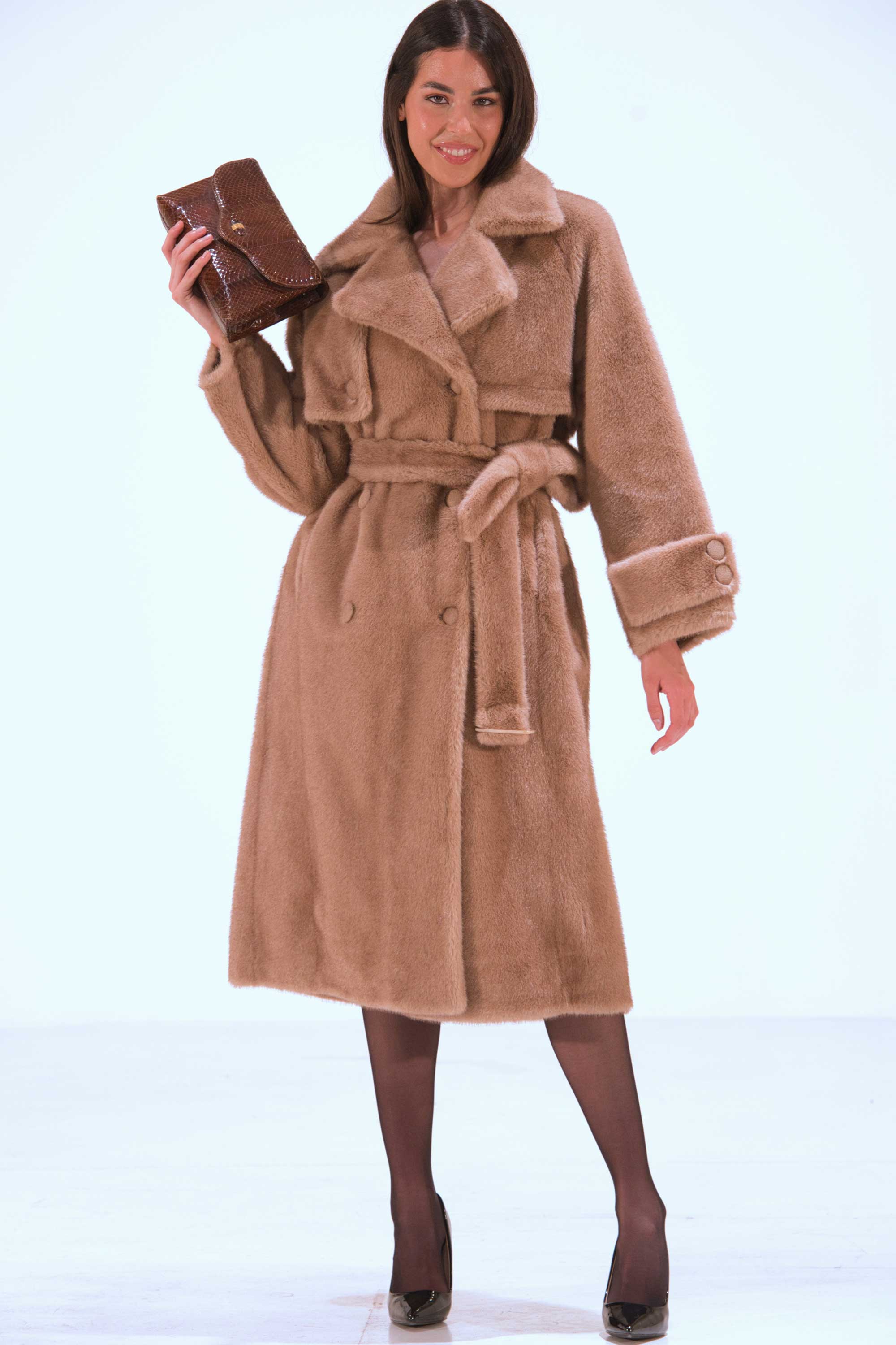 CAPPOTTO ECOPELLICCIA VISONE CAPPOTTO ECOPELLICCIA VISONE