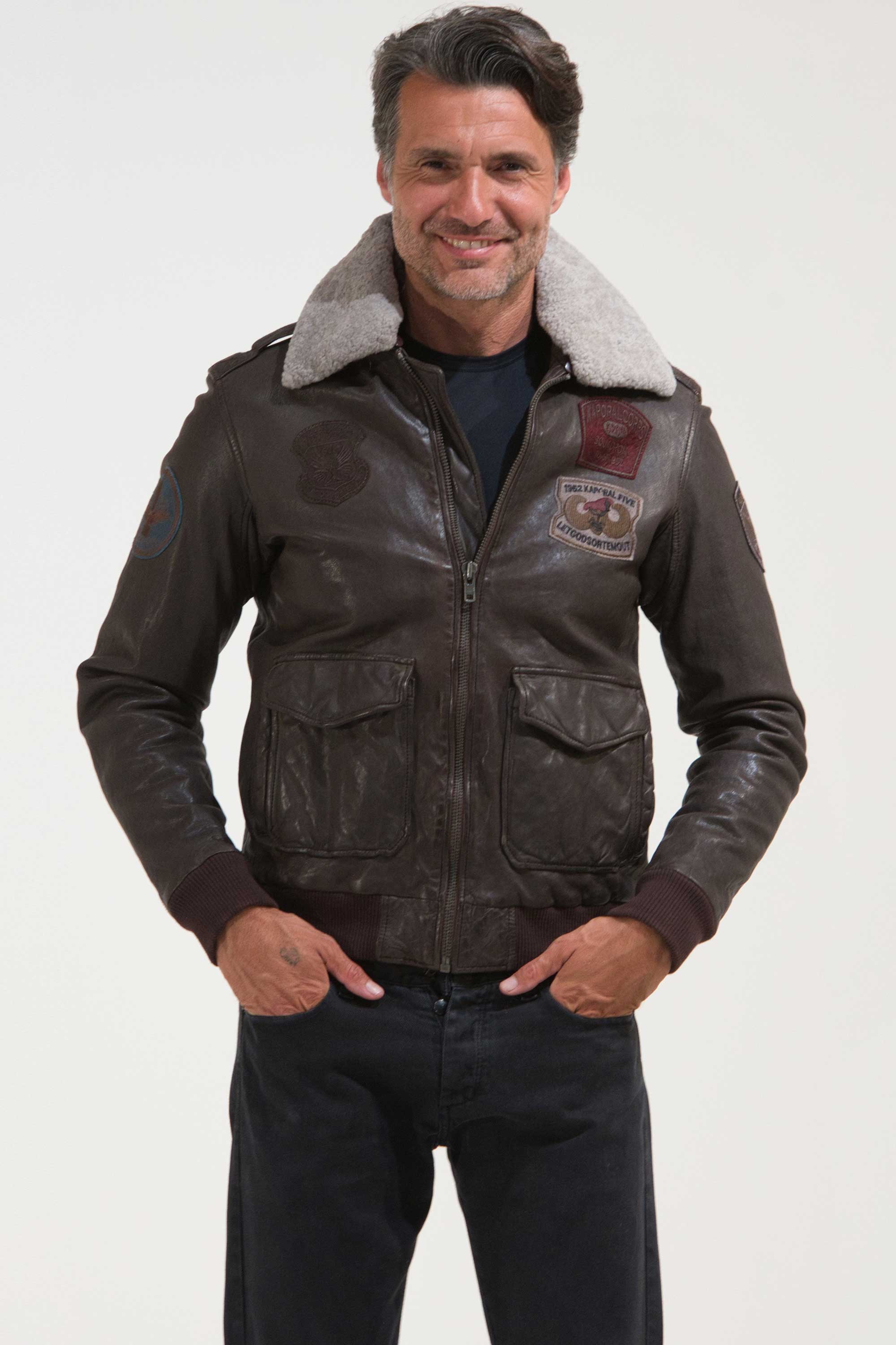 GIUBBOTTO PELLE E SHEARLING AVIATORE GIUBBOTTO PELLE E SHEARLING AVIATORE