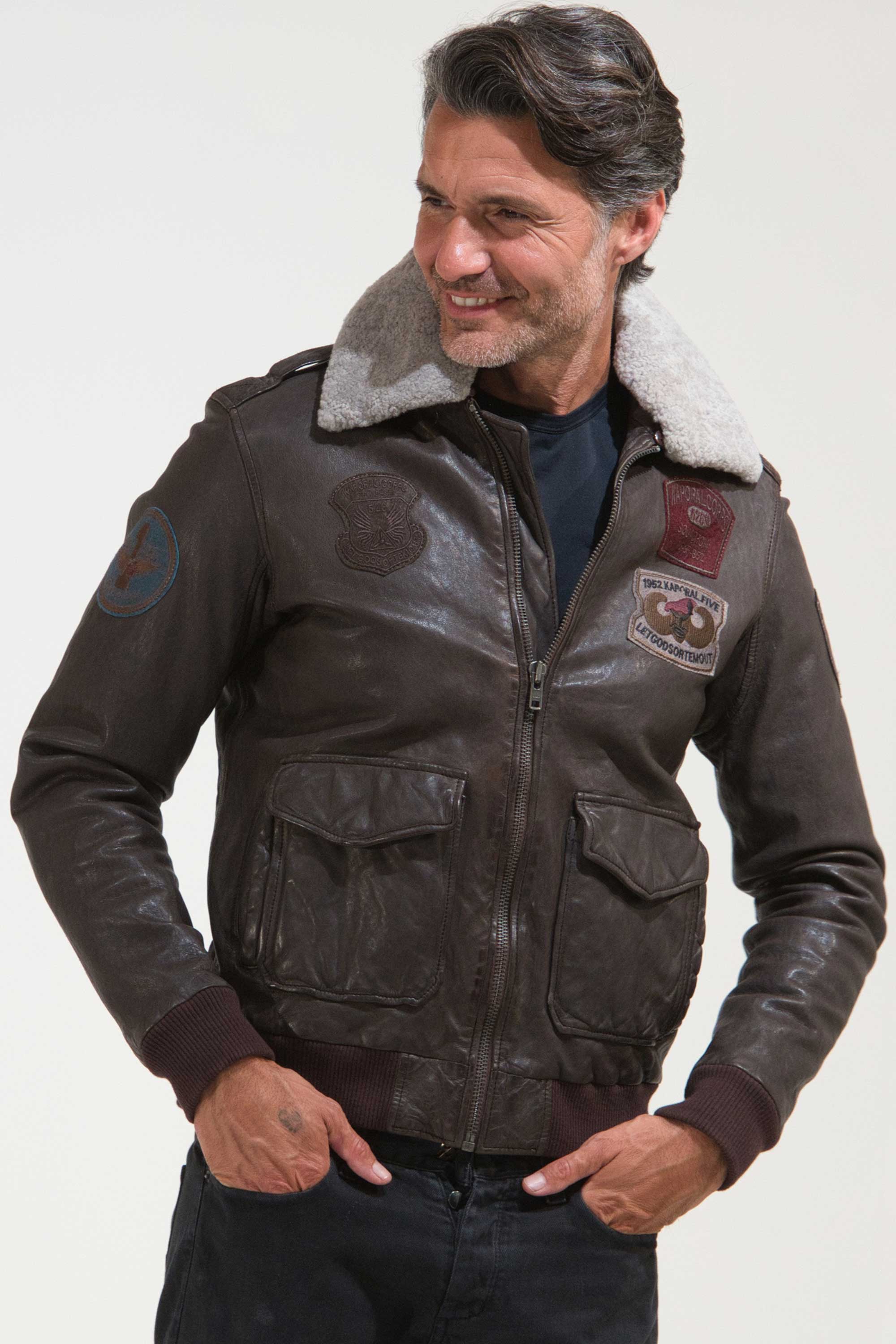 GIUBBOTTO PELLE E SHEARLING AVIATORE GIUBBOTTO PELLE E SHEARLING AVIATORE