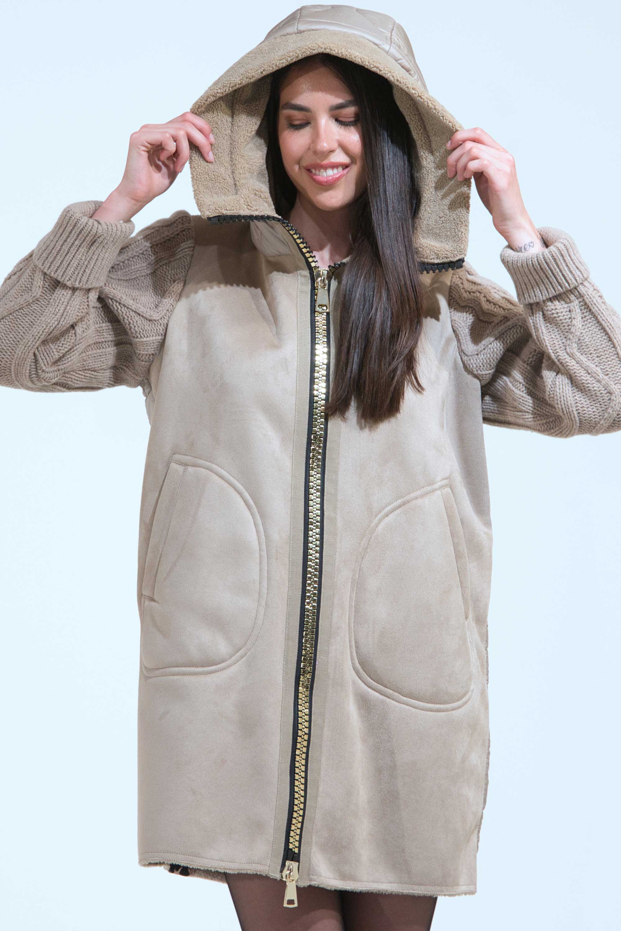 CAPPOTTINO ECO SHEARLING CON LANA E PIUMINO CAPPOTTINO ECO SHEARLING CON LANA E PIUMINO