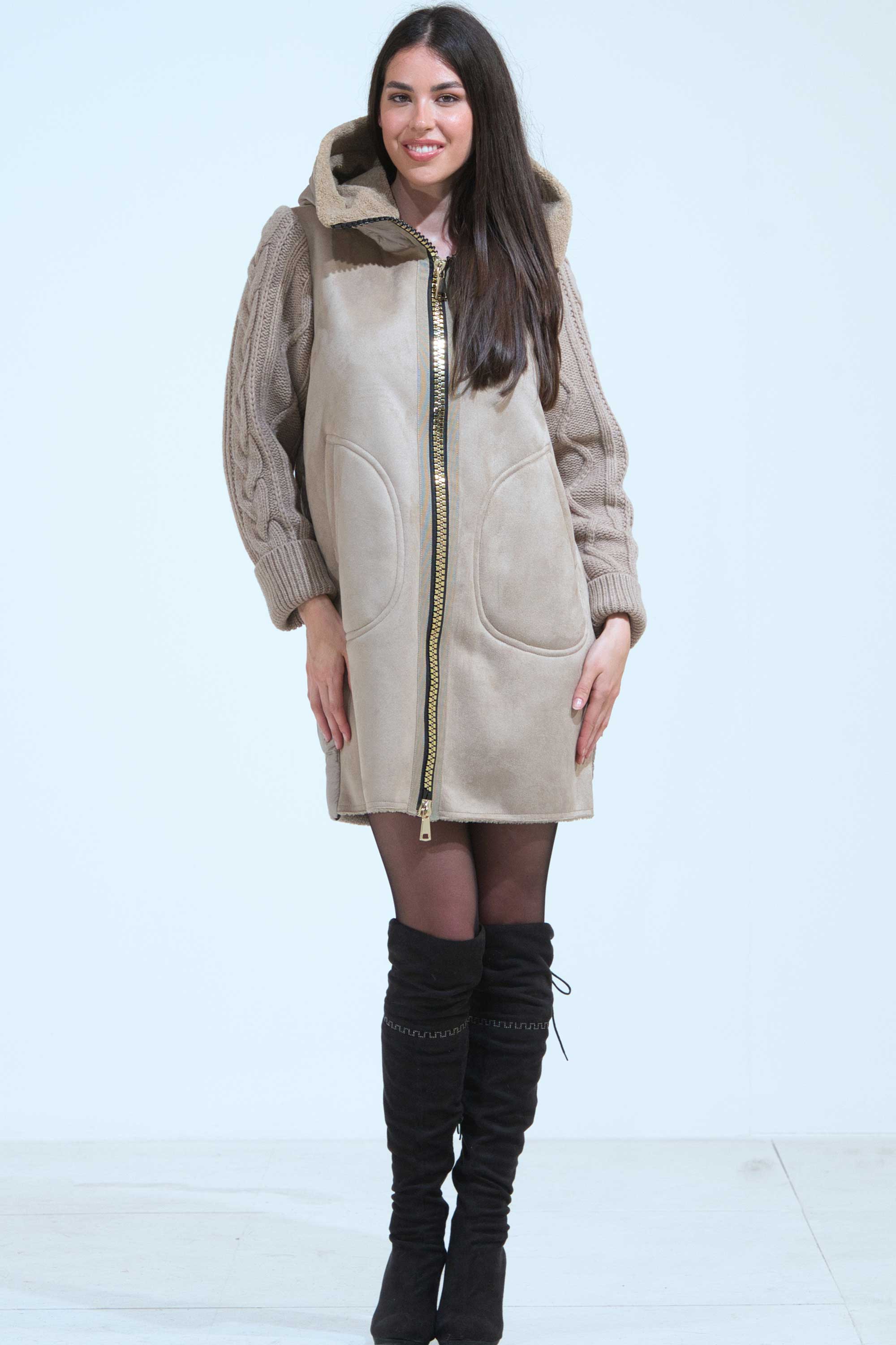 CAPPOTTINO ECO SHEARLING CON LANA E PIUMINO CAPPOTTINO ECO SHEARLING CON LANA E PIUMINO