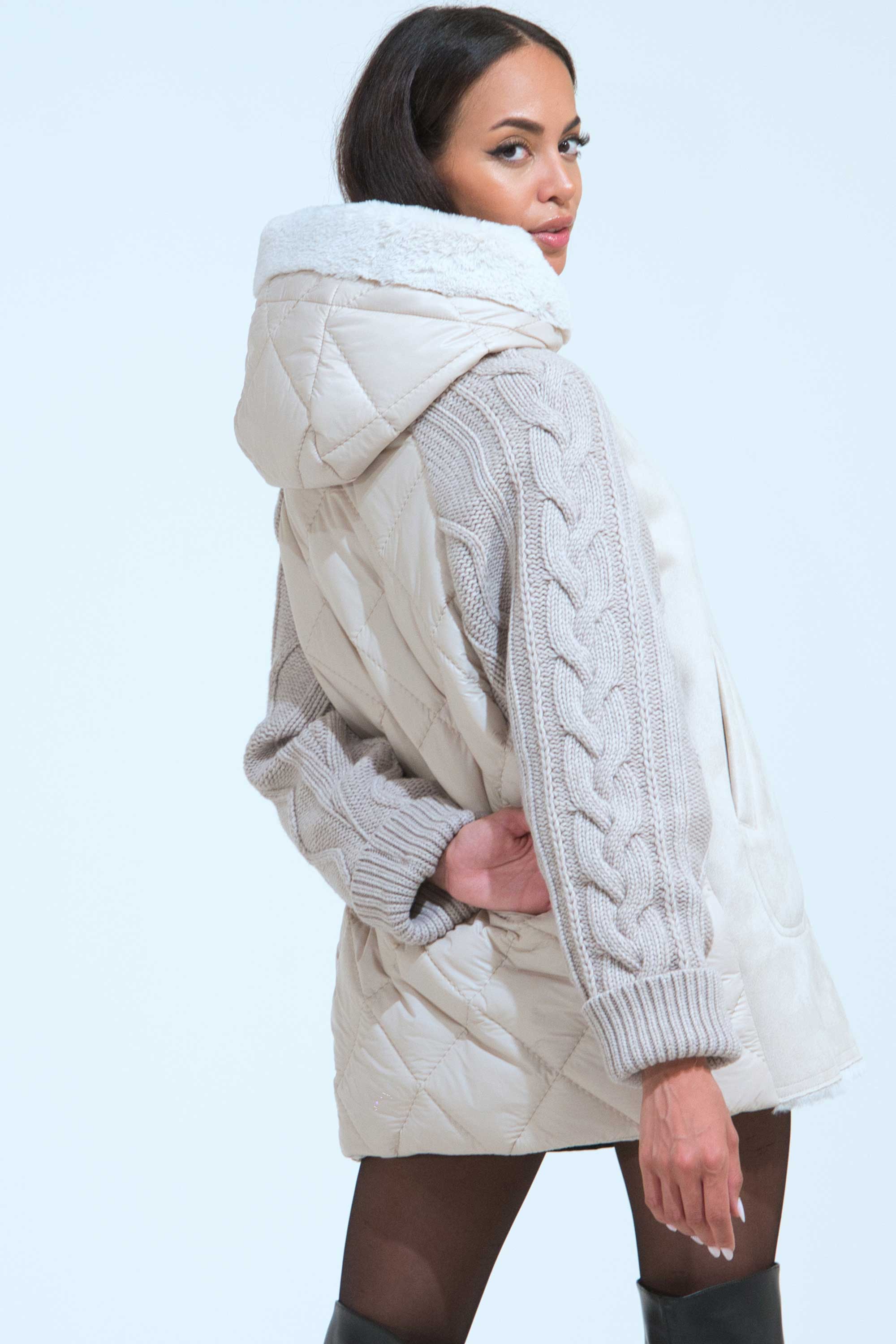 GIUBBOTTO ECO SHEARLING CON LANA E PIUMINO GIUBBOTTO ECO SHEARLING CON LANA E PIUMINO