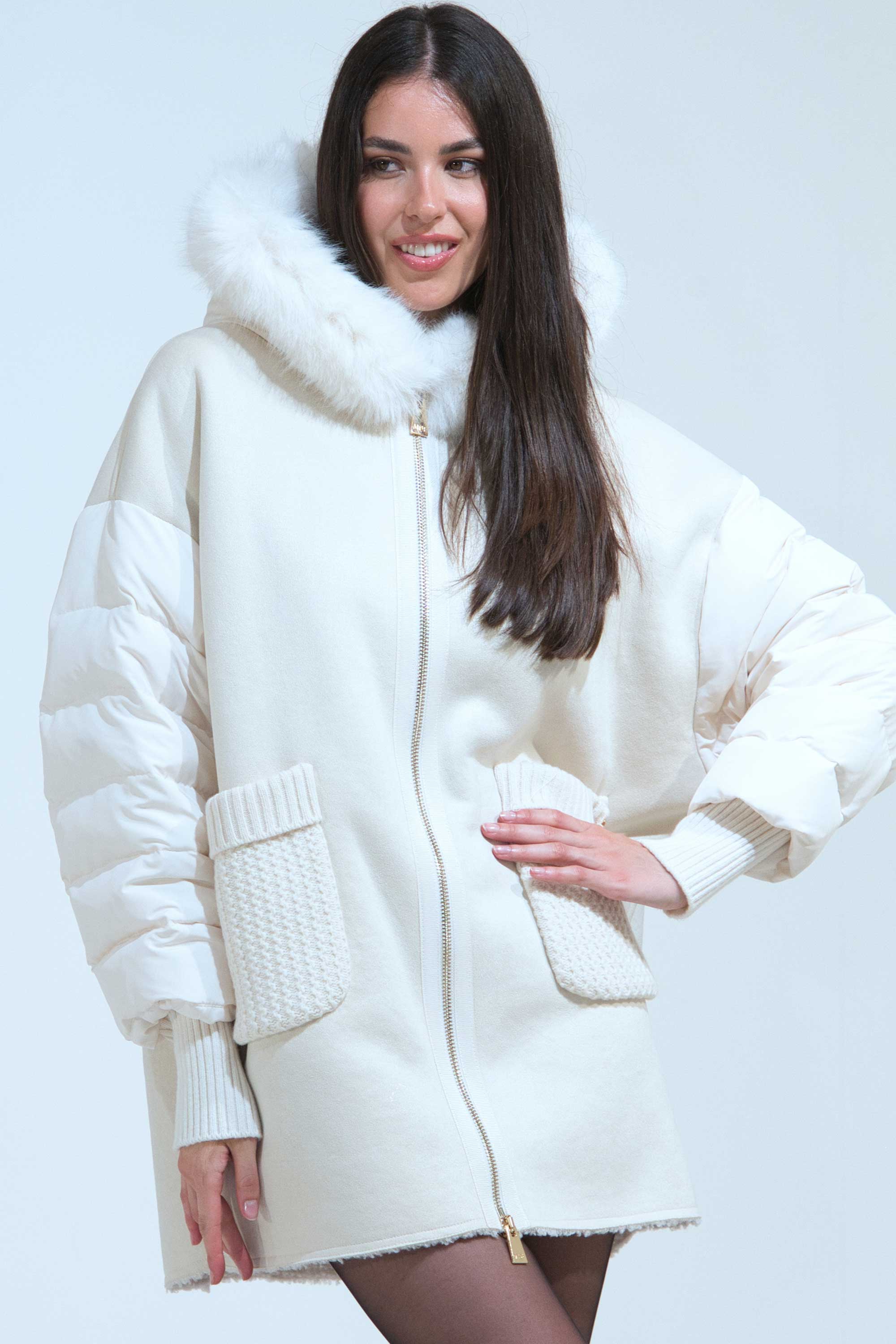CAPPOTTO SHEARLING LANA PELLICCIA CON CAPPUCCIO CAPPOTTO SHEARLING LANA PELLICCIA CON CAPPUCCIO